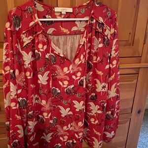 LOFT Women's Floral Red Blouse